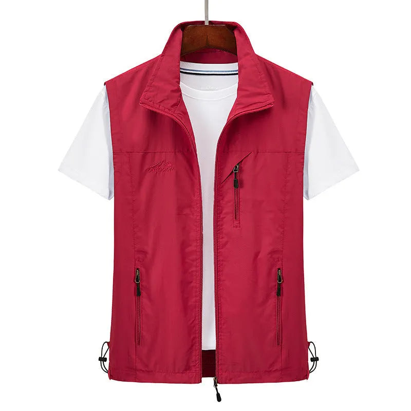 Men's slim fit hooded rabbit fur vest waistcoat in solid colour for casual outdoor wear
