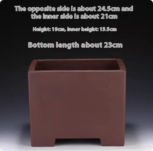 Square purple clay succulent bonsai pot in classic style for indoor plant display