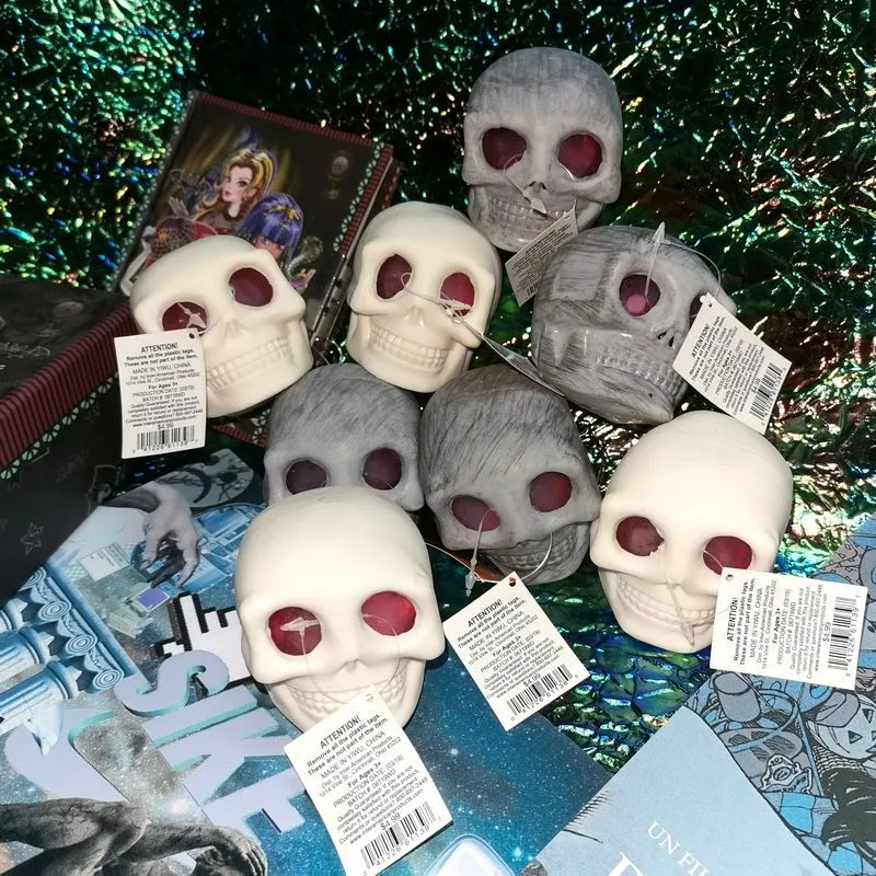 Grey Halloween skeleton pinch decompression ball 8 by 7 cm with popping sound
