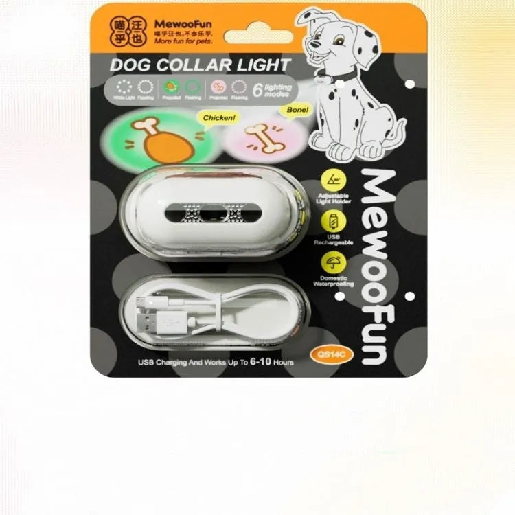 Adjustable pet luminous dog collar with hanging lamp ring in four colour and pattern options