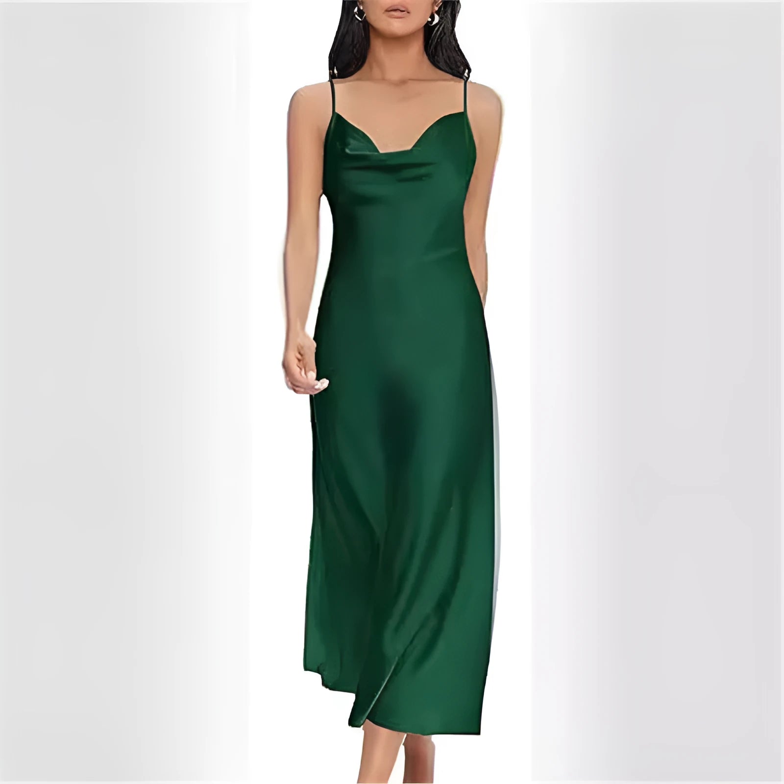 Strap satin without back pajamas dress for women in sleeveless style with wide waist in red black pink dark green navy blue