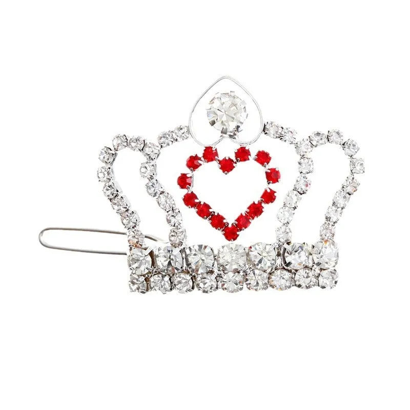 Rhinestone small crown barrette for dogs and cats, princess style, made from copper and metal, as shown in picture