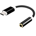 Type-C to 3.5mm headphone adapter cable with 12cm black nylon braiding