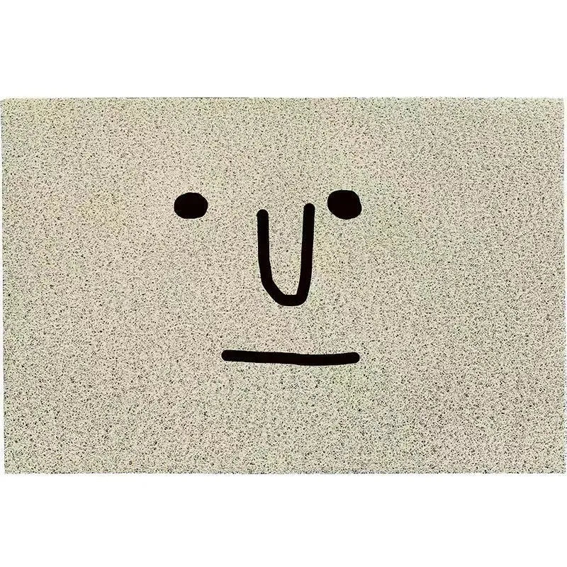 Square PVC floor mat with cartoon facial expression geometric pattern in Mr. Big Nose colour