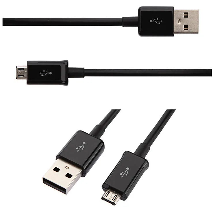 Black Android Micro USB charging and data cable with 1 metre length