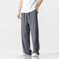 Men's bamboo fibre summer trousers in loose straight-leg cut with cropped length and drawstring waist