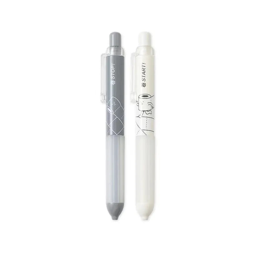 Black and white 0.5mm mechanical pencils with Cloud Grip, HB lead, on a minimalist background.