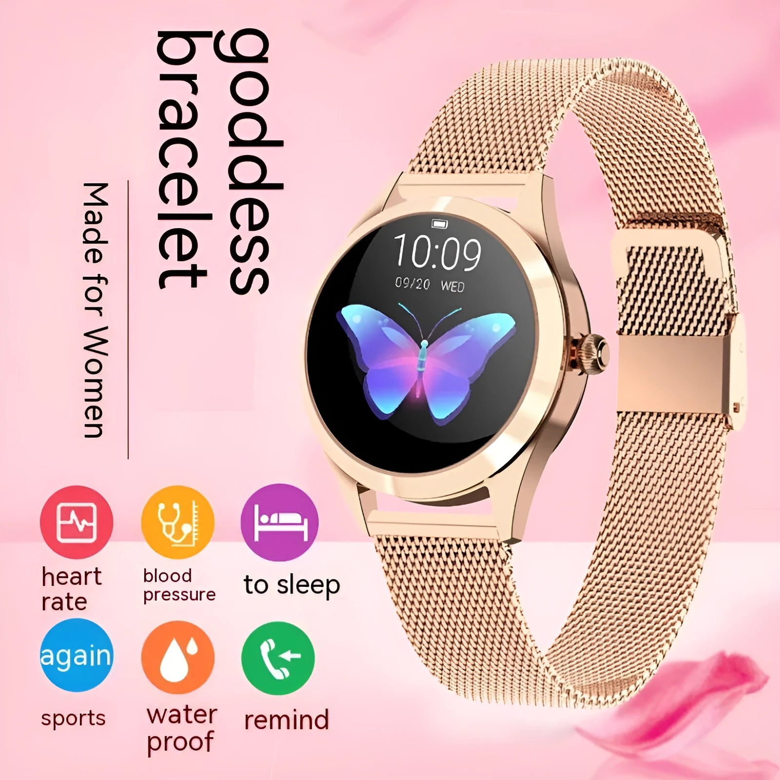 Women's multi-functional sports smartwatch with heart rate monitor and waterproof design in various colour options