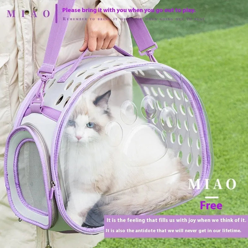 Transparent space capsule backpack for cats with EVA hard shell in large size 42cm