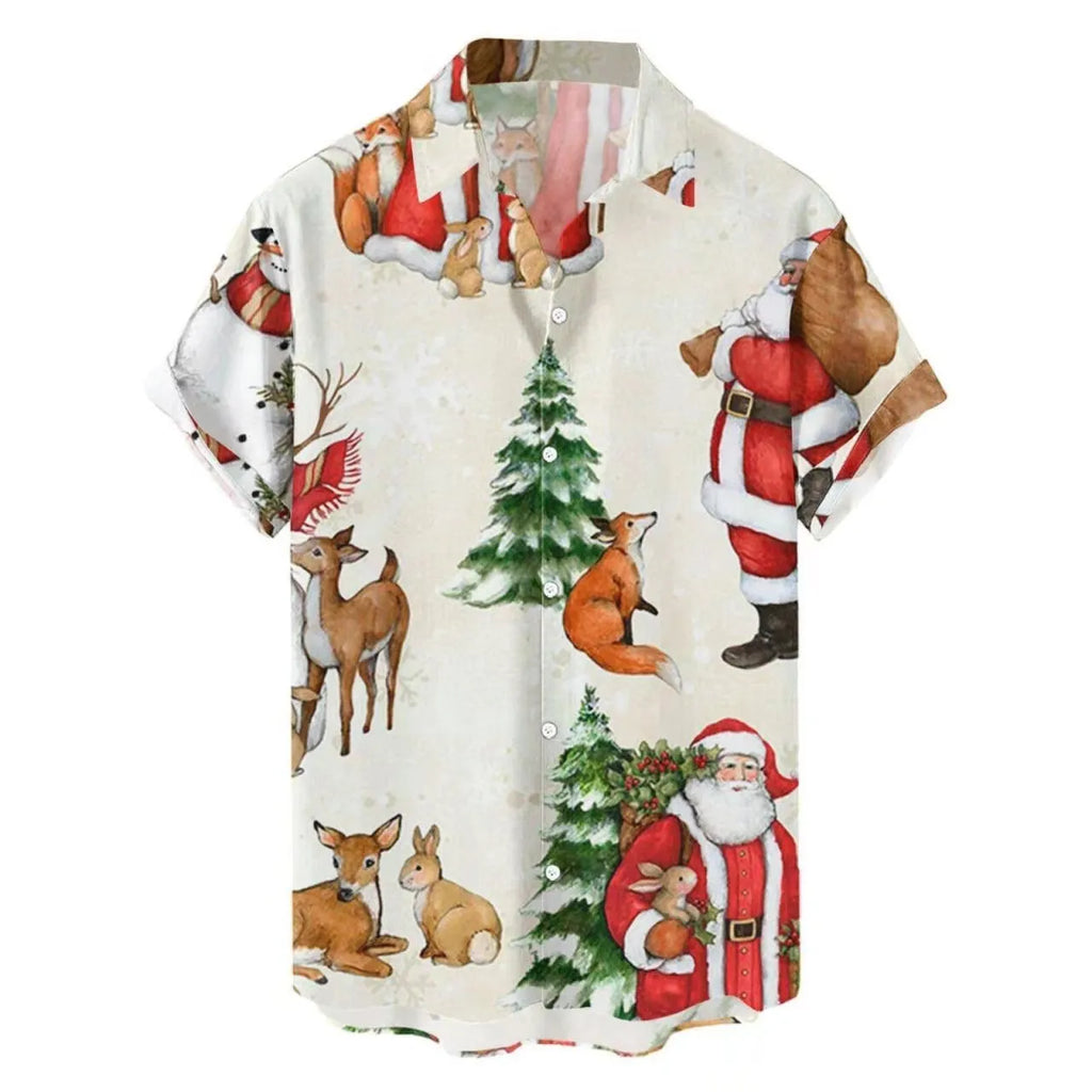 Men's Hawaiian summer shirt with 3D printed patterns in short sleeve cardigan style