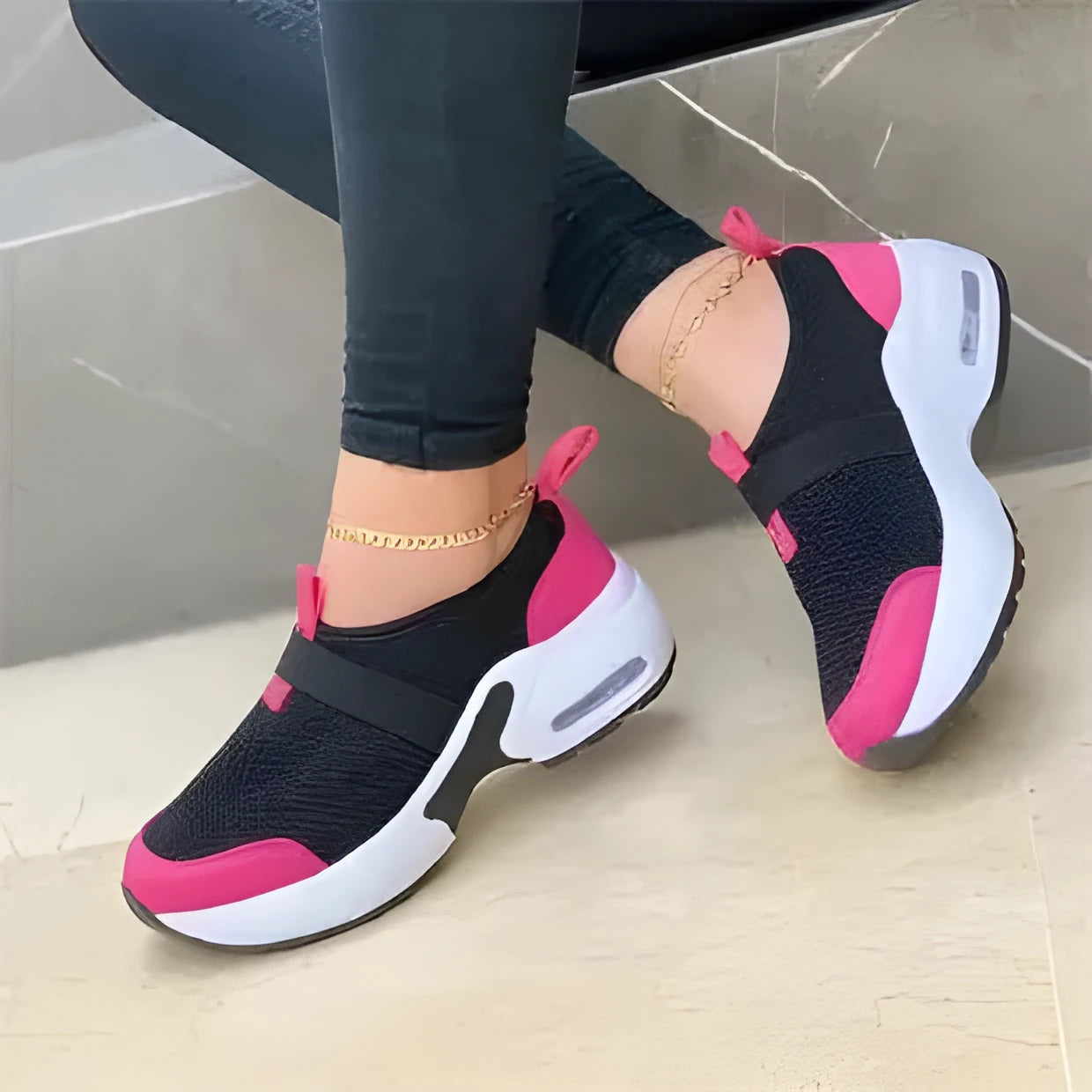 Women's lightweight mesh sneakers in multiple colours with round toe and non-slip rubber soles