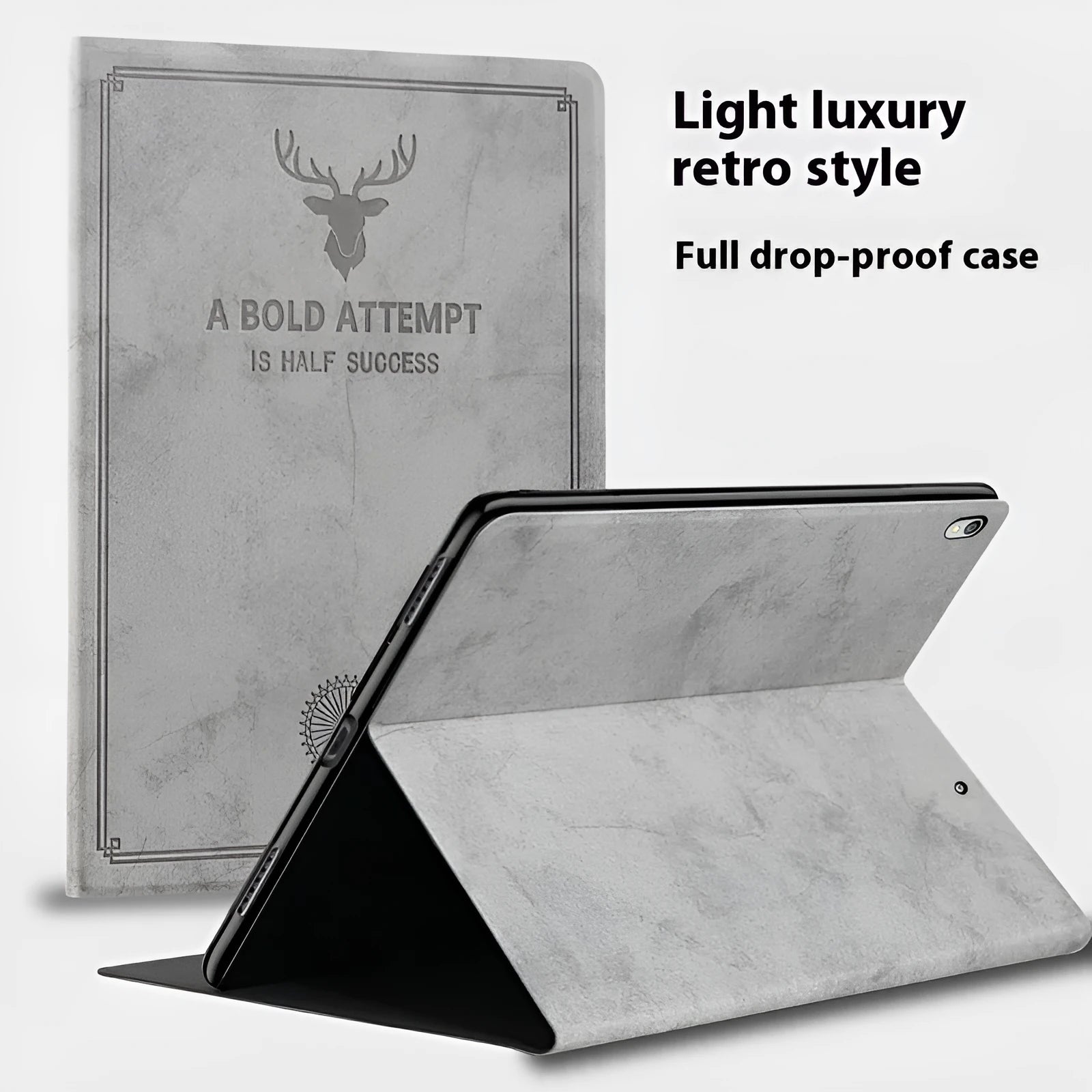 Deer Soft Shell TPU leather iPad protective case in clamshell design showing colour options