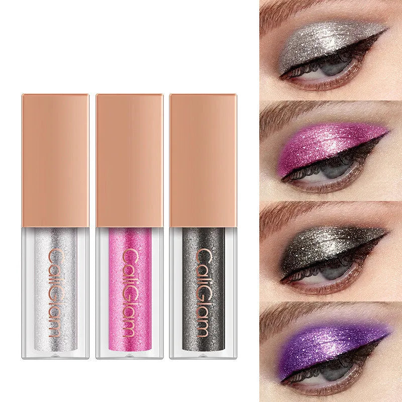 Liquid eyeshadow palette with eight multicolor pearl and glitter shades including black base, product code C005