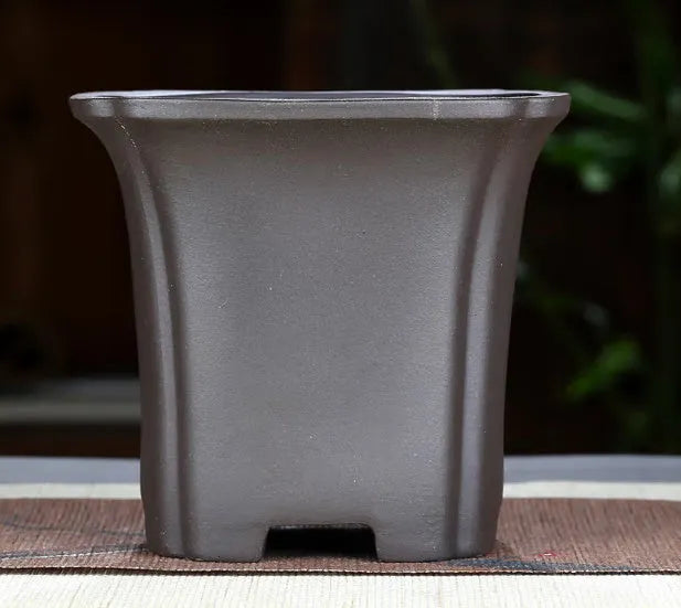 Purple clay orchid pot, classical square shape, 15.5 cm width, 13.8 cm opening, 14 cm height, fine pottery