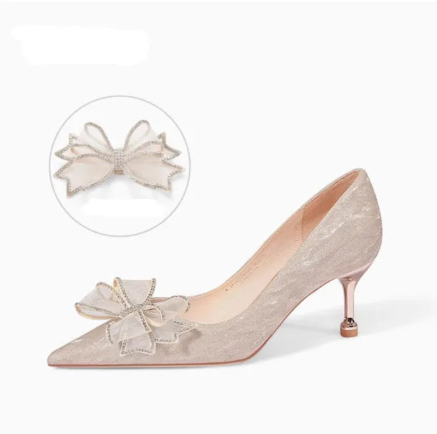 Champagne gold sequined women's pumps with stiletto heel in three height options for formal events