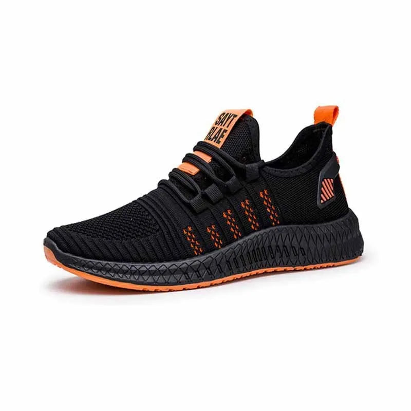 Men's low-top casual sports shoes with flying three bars stripes, cross straps, and a fly weave upper.