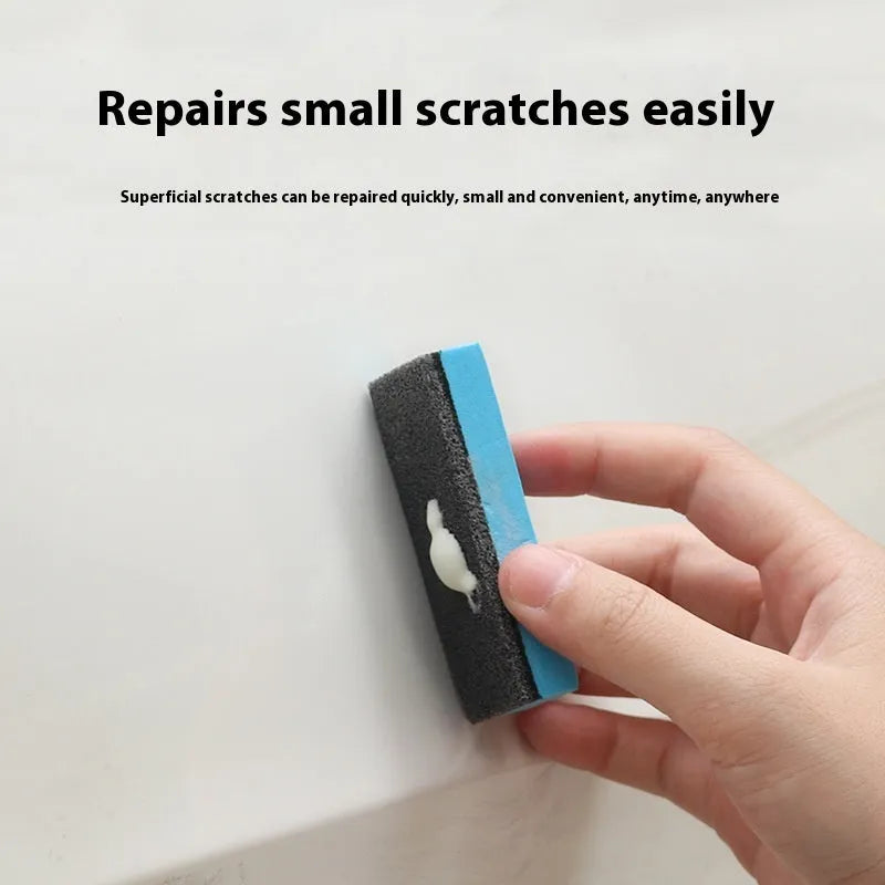 Car repair wax kit showing A wax, B wax, and a frosted sponge mop for scratch removal and polishing.
