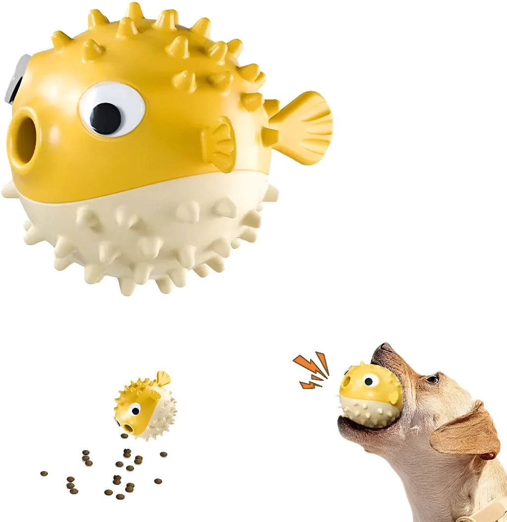 Green fish-shaped dog chew toy with textured surface for medium or large dogs