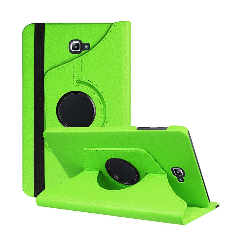 iPad 1 rotating leather protective case in clamshell design showing multiple colour options.