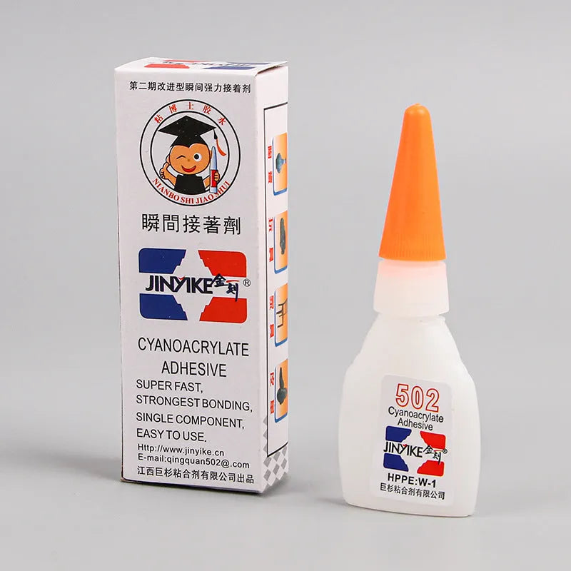 Tube of instant strong adhesive glue for shoe repairs in 3g or 8g size.