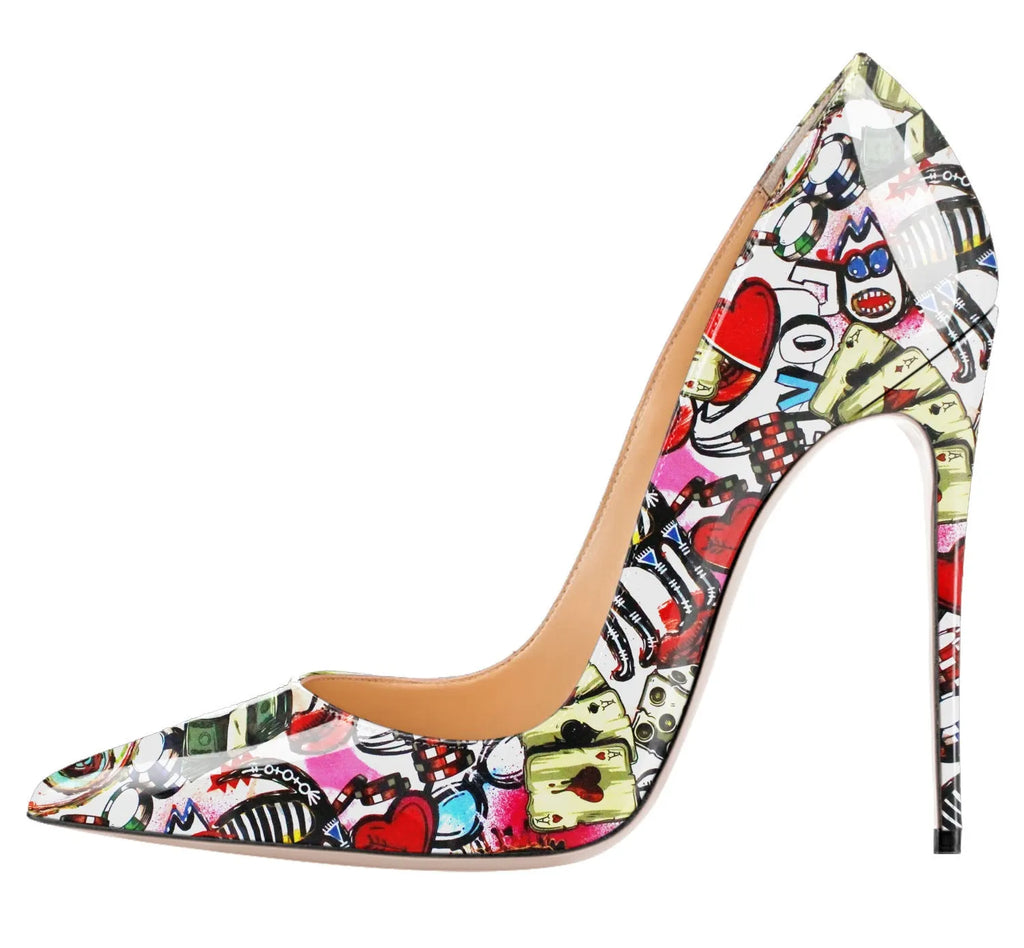 Shallow mouth high heels with patent leather and suede surface, 12 cm heel, size 34-46