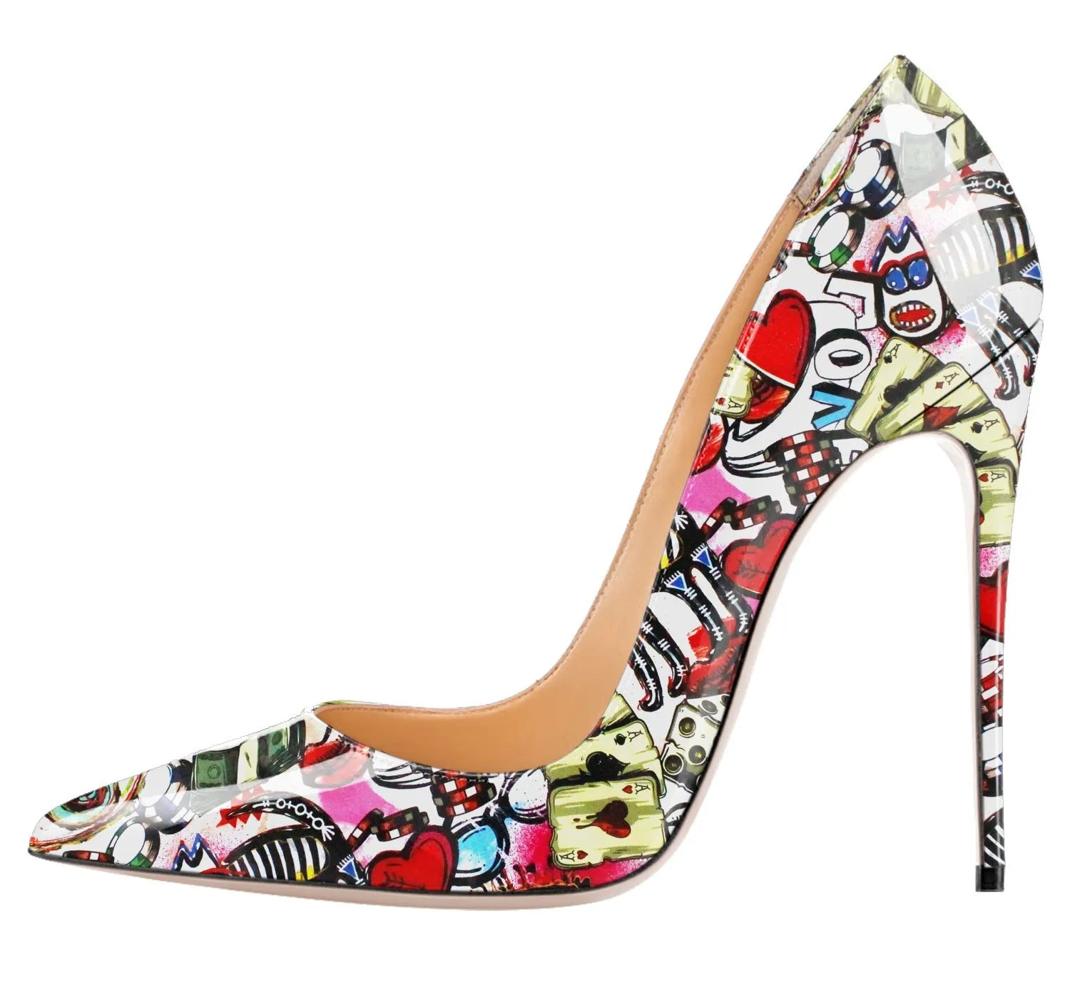 Shallow mouth high heels with patent leather and suede surface, 12 cm heel, size 34-46