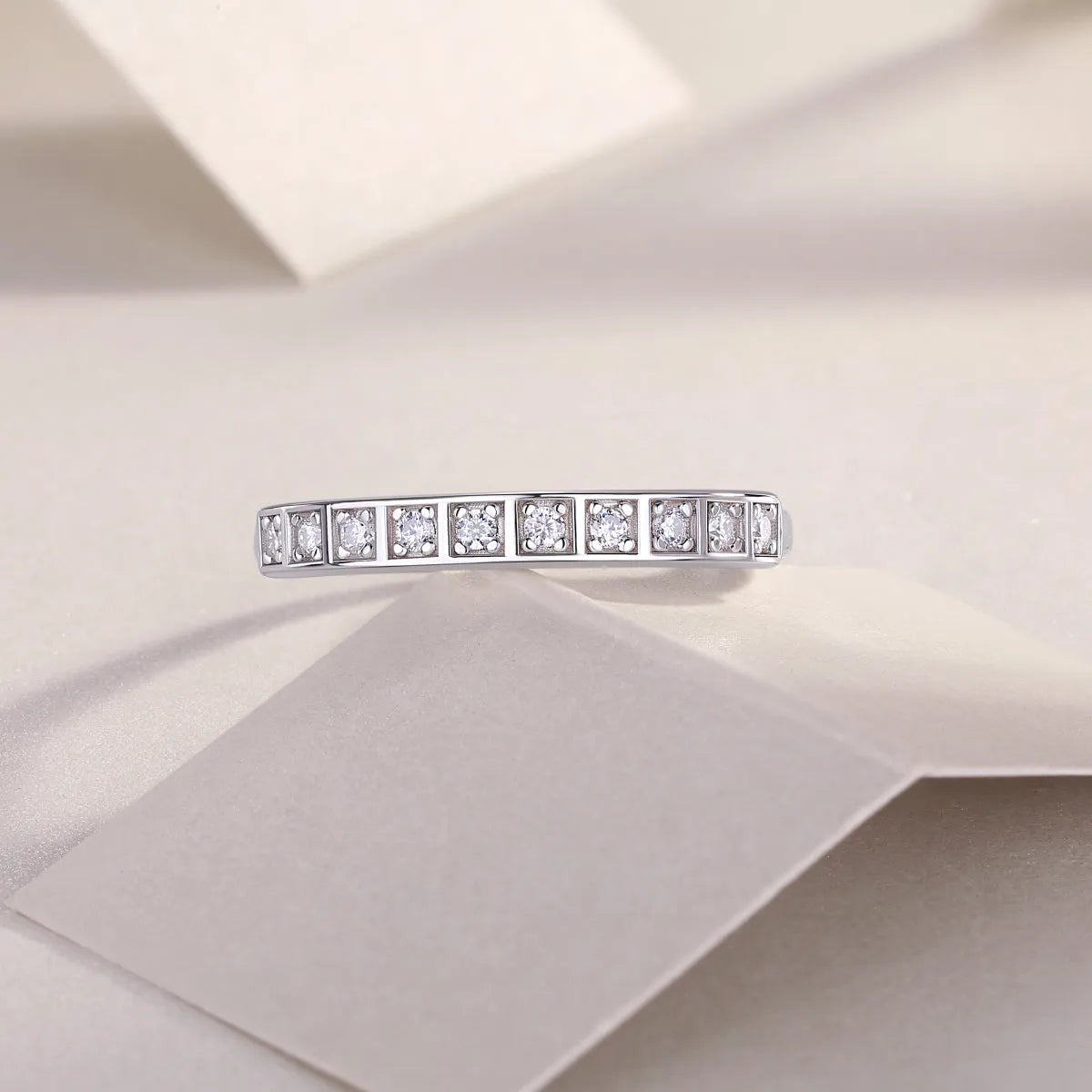 Moissanite wedding ring set S925 silver platinum plated with GRA certificate in gift box