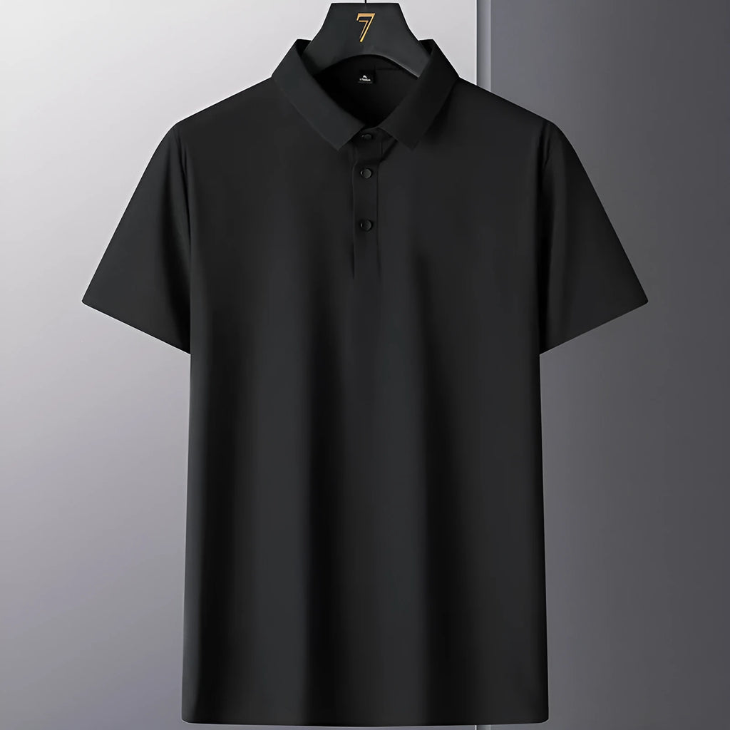 Men's non-ironing short sleeve business casual shirt in solid colour on hanger