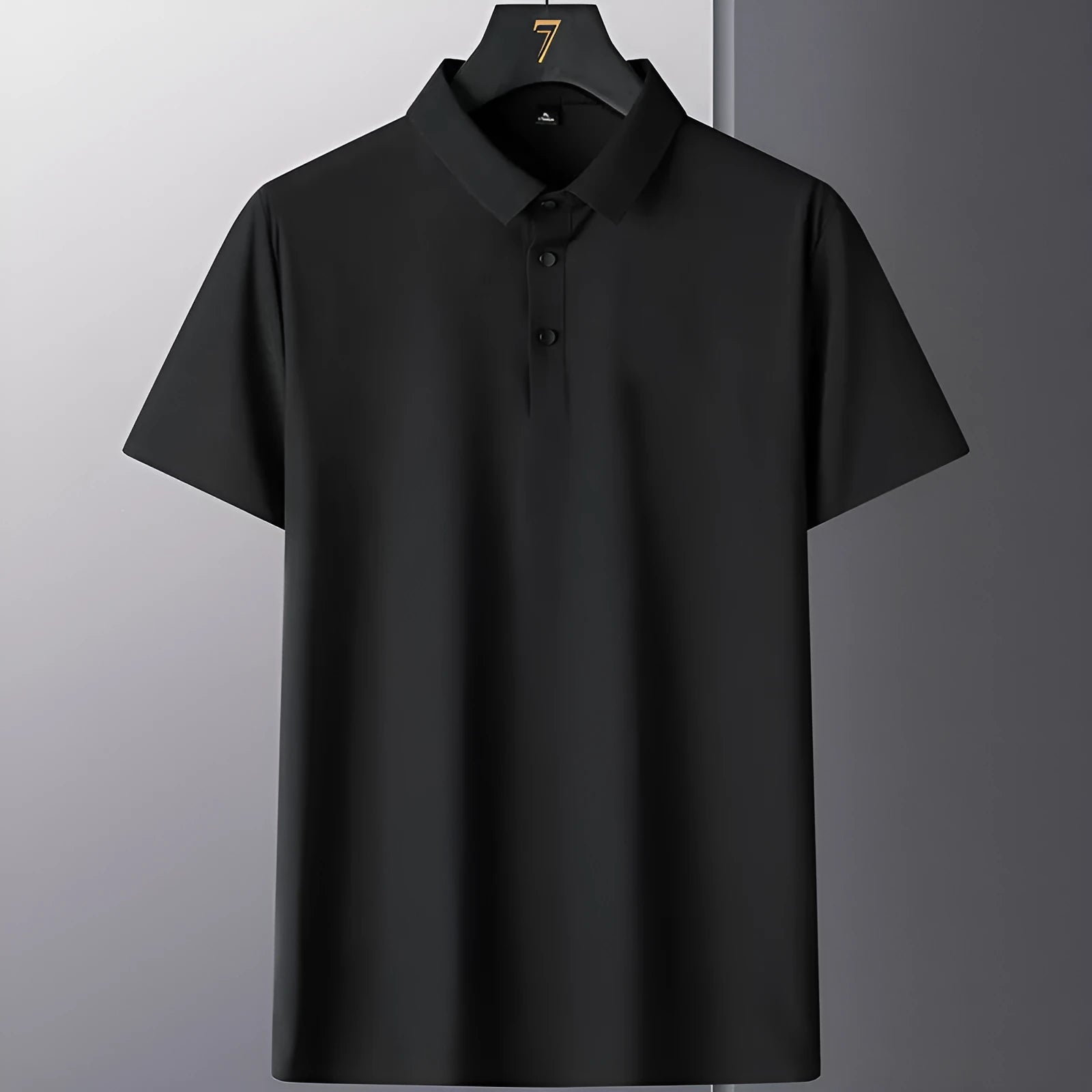 Men's non-ironing short sleeve business casual shirt in solid colour on hanger