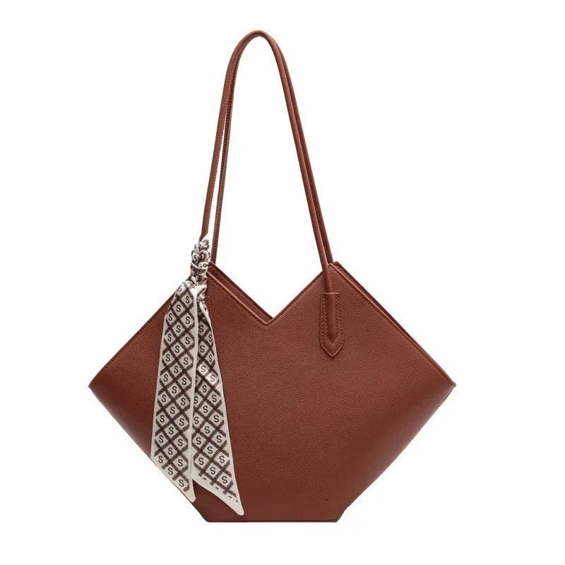 Women's large capacity PU leather shoulder bag in horizontal square shape with eight colour options