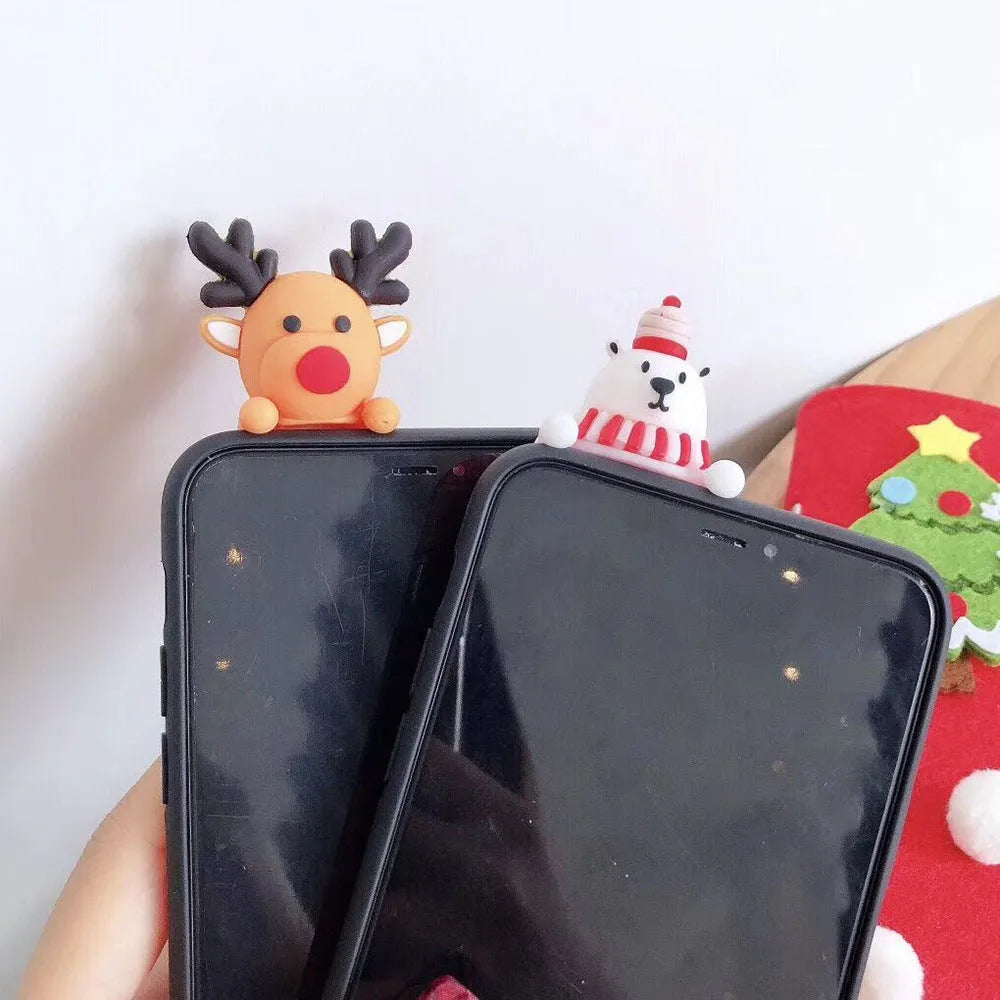 Christmas-themed silicone phone case for iPhone models 6 to 11 Pro Max in festive colours