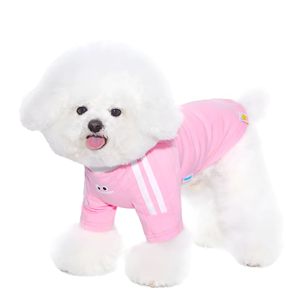 Thin cotton casual pet clothes for small schnauzer dog or cat in pink and blue from size XXS to XXL