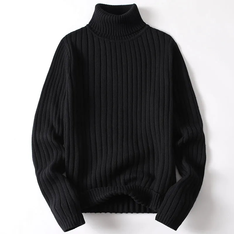 Turtleneck sweater for men and women in striped design, high neck, long sleeves, slim fit, autumn winter top
