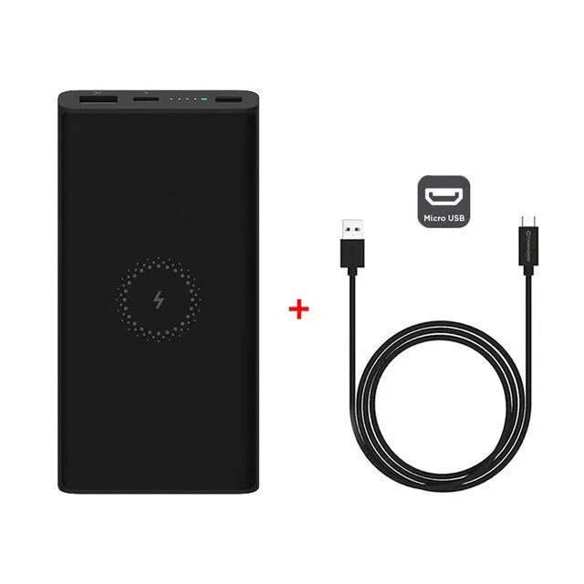 White 10000mAh power bank showing USB-C port and wireless charging surface