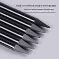 Set of six graphite and three carbonized drawing pencils with wooden casings on a suction card.