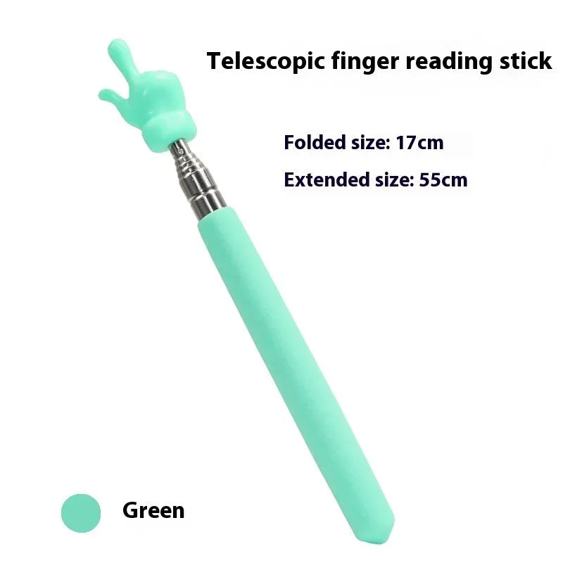 Retractable stainless steel teaching pointer with colourful tip for classroom reading