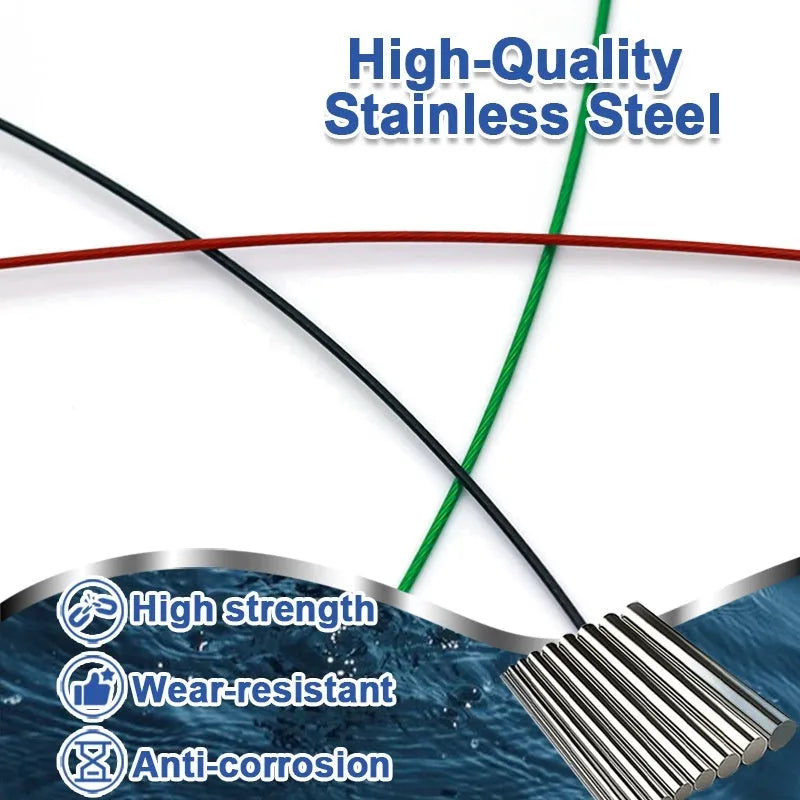 Steel wire fishing double buckle pin accessories in green, black, and red colours