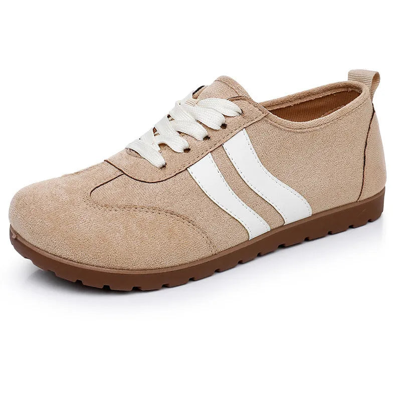 Women's vintage-style canvas sneakers with a soft rubber sole in dark red, maroon, and khaki colour options.
