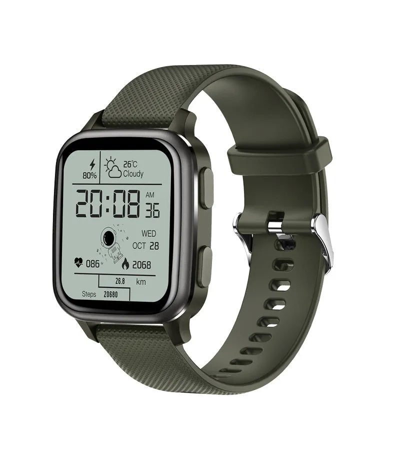Smart bracelet with aluminium alloy case showing heart rate monitoring and Bluetooth calling functions