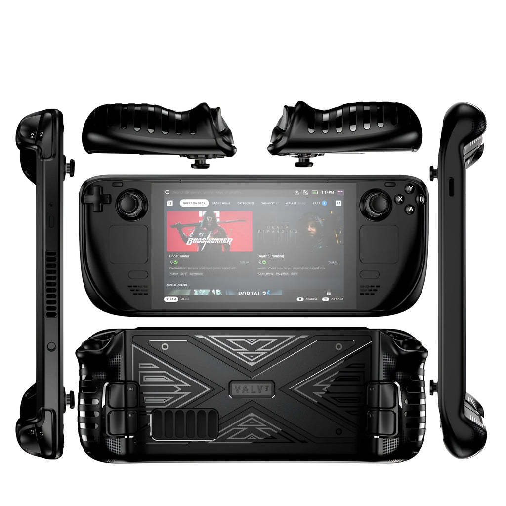 Steam Deck protective silicone case in black, blue and red colour options