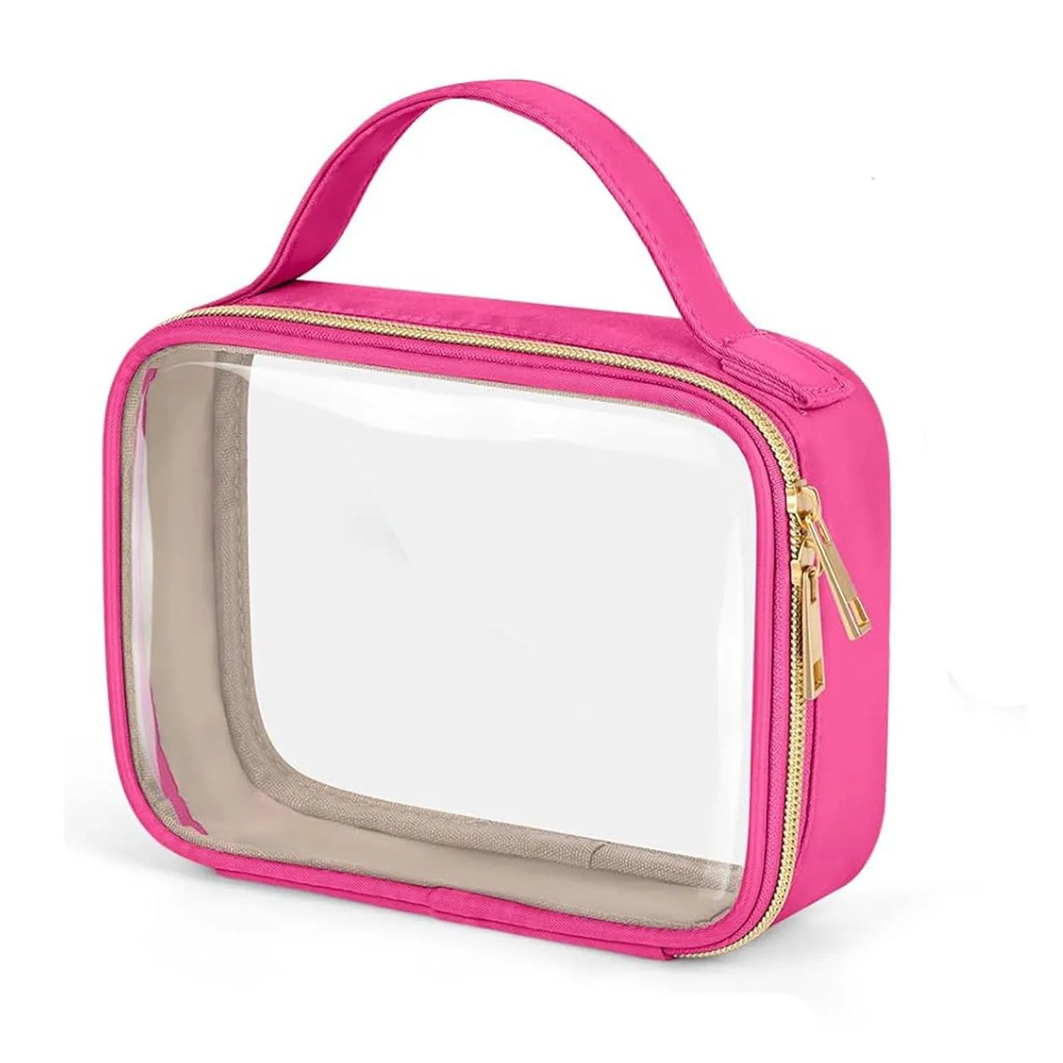 Transparent PVC wash bag with carrying chain for lipstick storage in multiple colour options