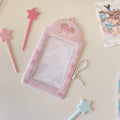 Cartoon strawberry design PVC meal card holder measuring 7.6cm by 13.6cm