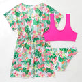 Girls' floral two-piece swimsuit in Korean-style design for swimming sports, sizes 130-160cm.