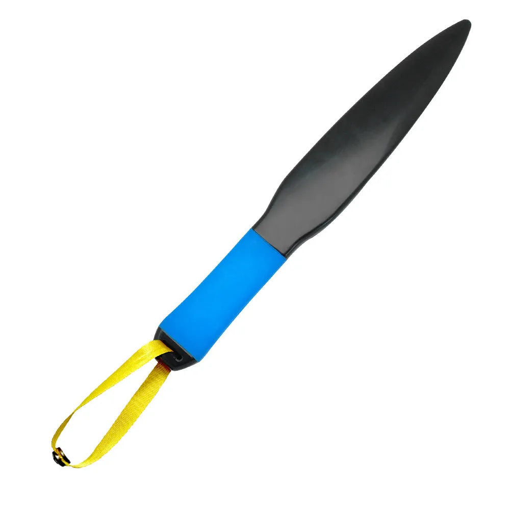 Blue handled nylon dog break stick for training small and medium dogs.