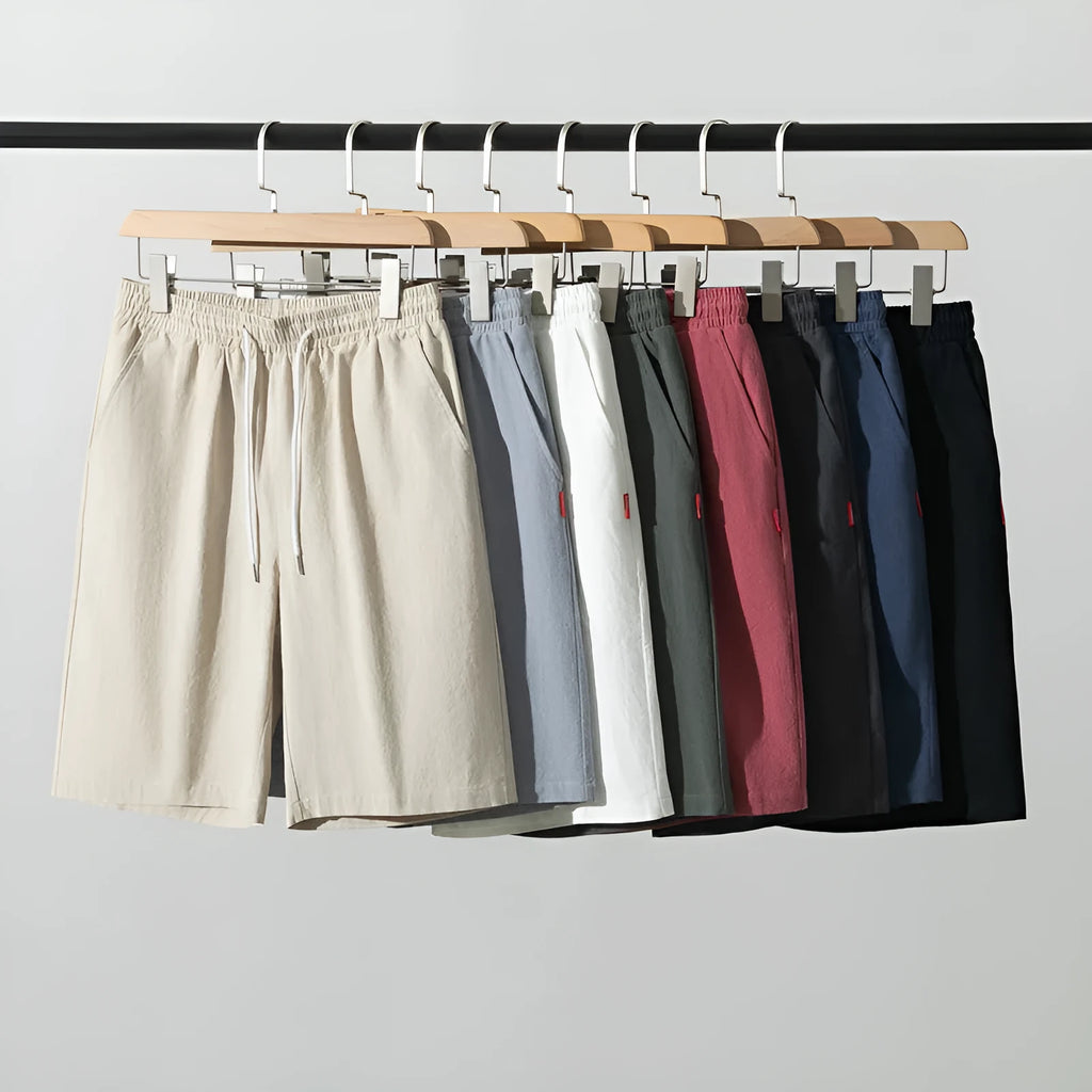 Chinese-style solid colour cropped trousers in cotton linen fabric with drawstring mid-waist