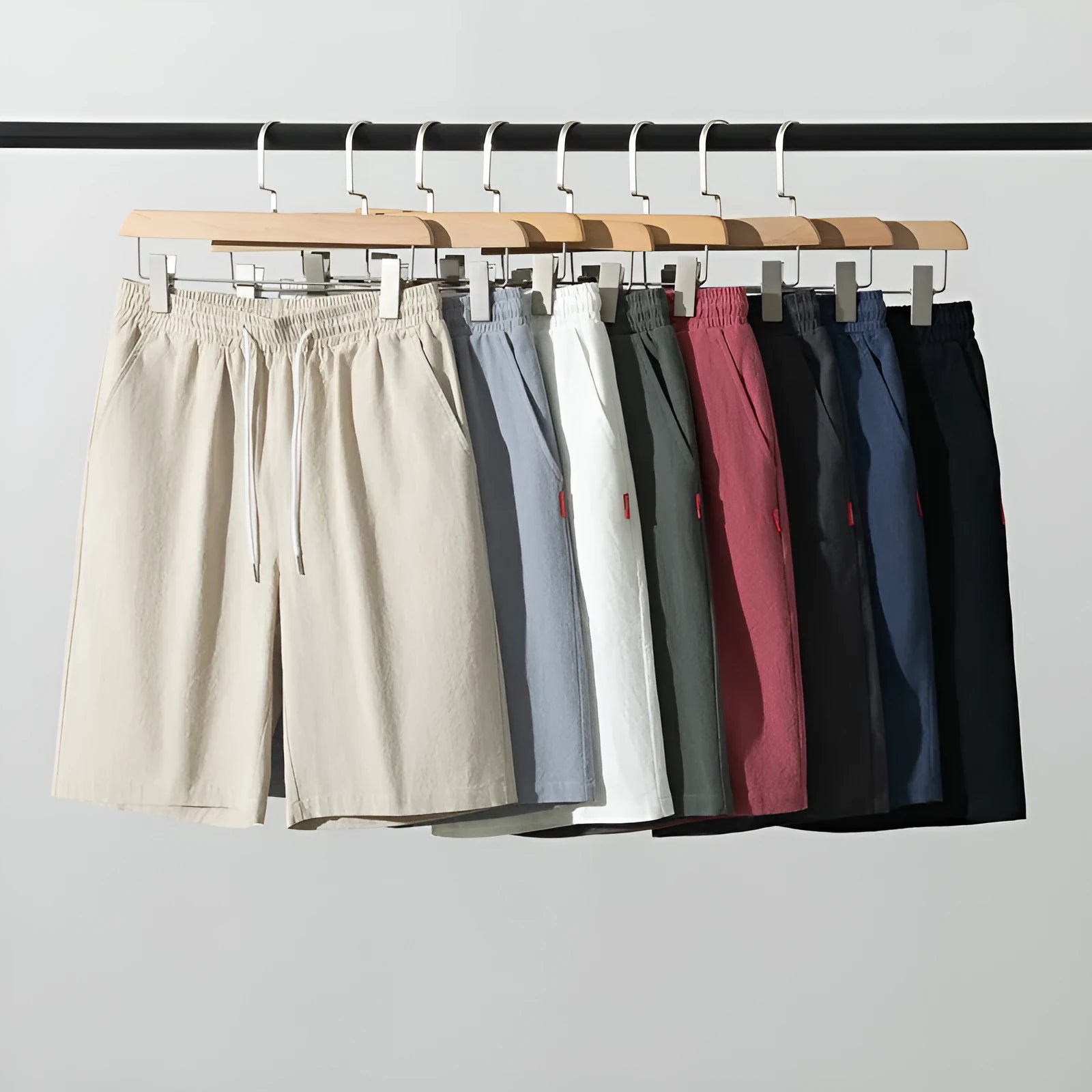 Chinese-style solid colour cropped trousers in cotton linen fabric with drawstring mid-waist