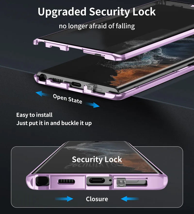 Samsung S24 Ultra magnetic phone case with mirror in multiple colour options.