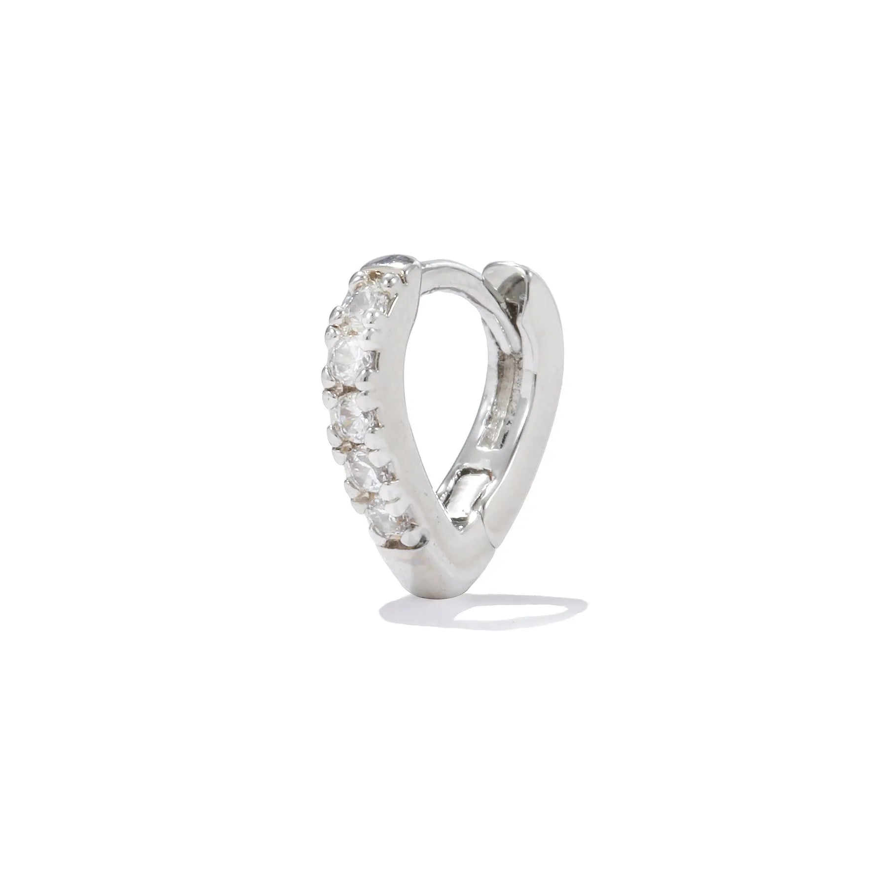 Gold geometric heart-shaped clip-on earring for women on a white background.