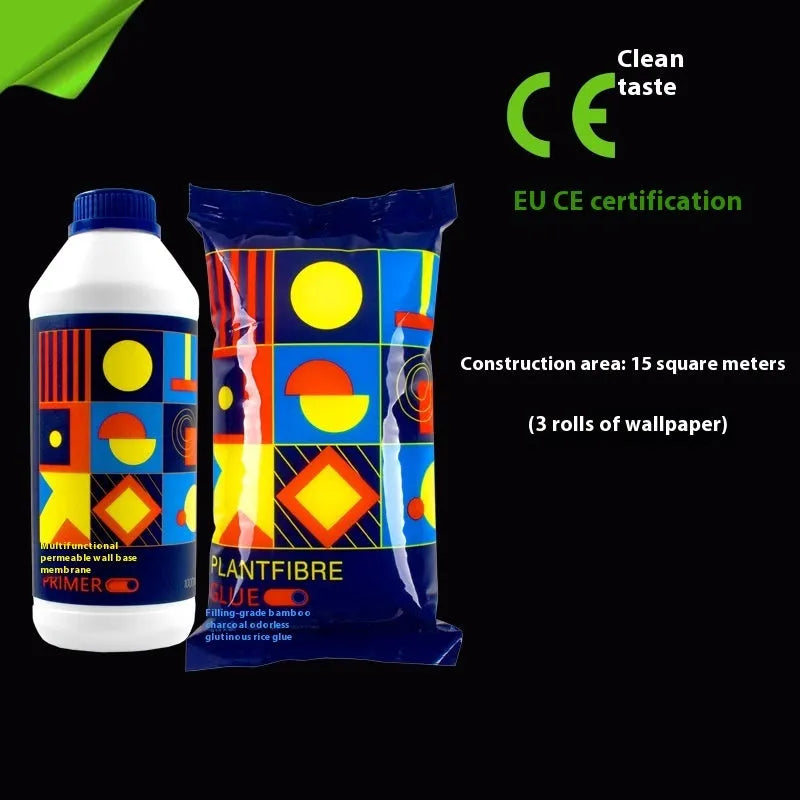Formaldehyde-free glutinous rice wallpaper glue in container for wall sticking projects
