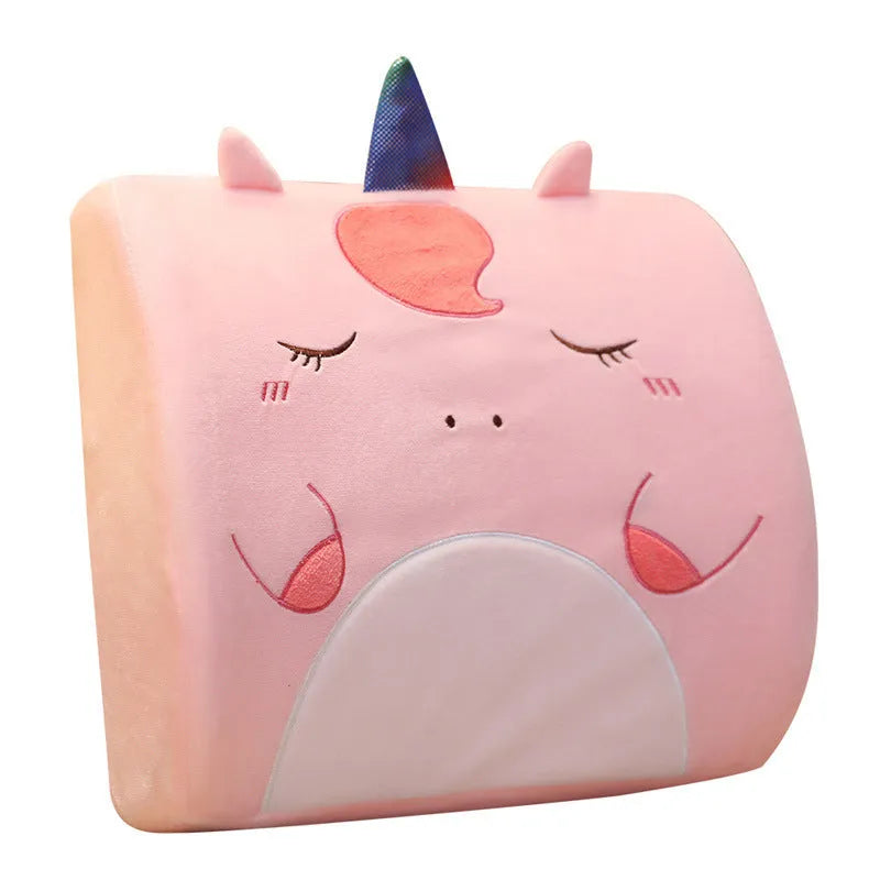 Cartoon memory foam car cushion seat back pillow in six character designs with removable inner core